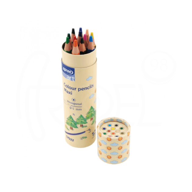 Моливи 12 цв. Maxi, шестоъгълни, Ø 5 мм графит, картонен тубус main product photo