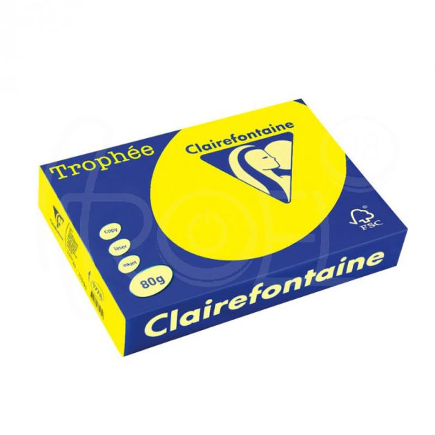 Копирна хартия цветна Clairefontaine, наситен, Intensive Yellow, A4, 80 гр./м2, 500 листа main product photo