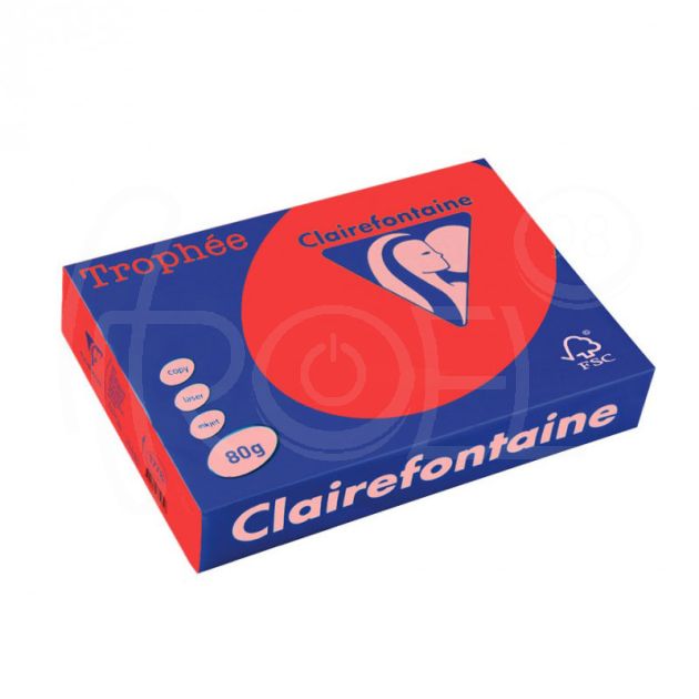 Копирна хартия цветна Clairefontaine, наситен, Coral Red, A4, 80 гр./м2, 100 листа main product photo