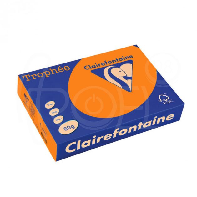 Копирна цветна хартия Clairefontaine, флуоресцентна, Fluo Orange, A4, 80 гр./м2, 100 листа main product photo