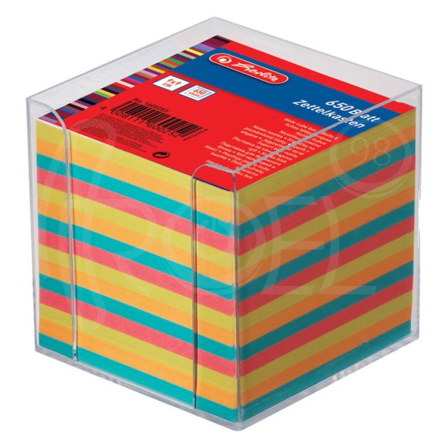 Кубче Herlitz, нелепено, цветно, 650 л., в прозрачна пластмасова поставка main product photo