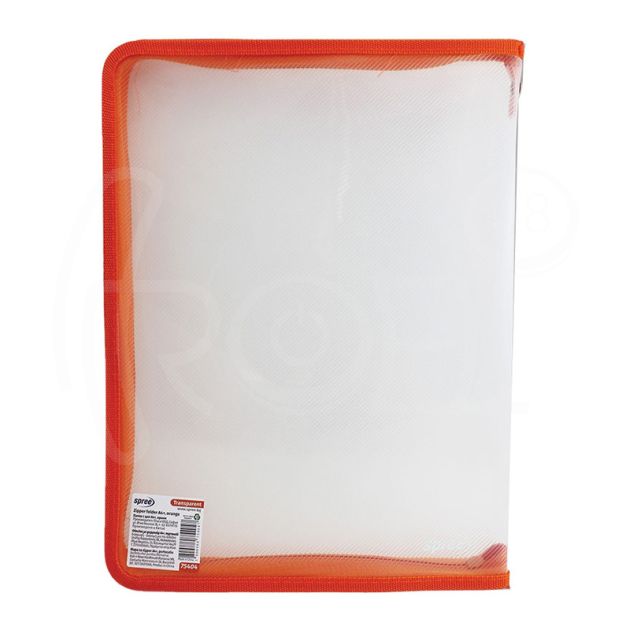 Папка с цветен цип Spree, прозрачна, А4 +, 25 х 33 х 3 см. main product photo