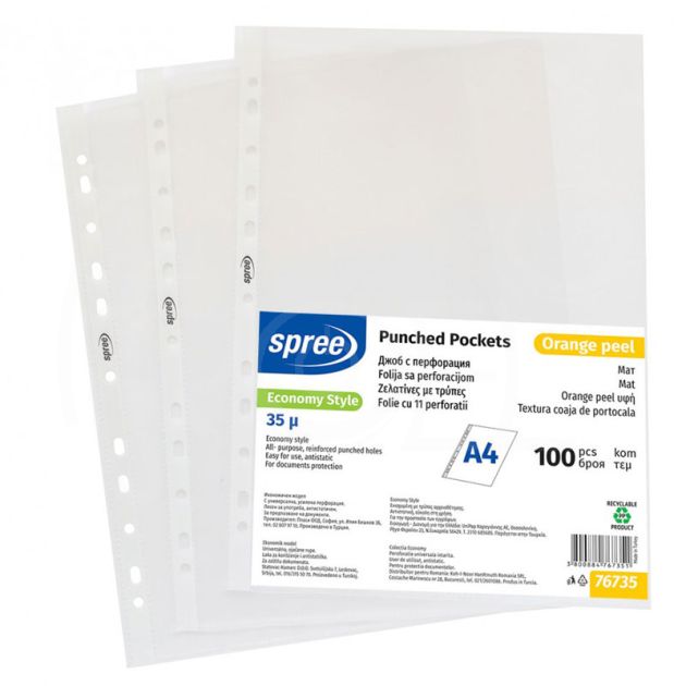 Папка джоб с перфорация Spree, A4, 35µ, матиран, 100 бр./оп. main product photo