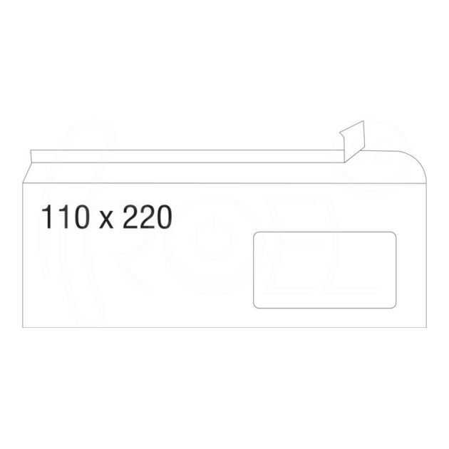 Плик, СЗЛ, DL, 110 x 220 мм, десен прозорец, 100 бр./оп. main product photo