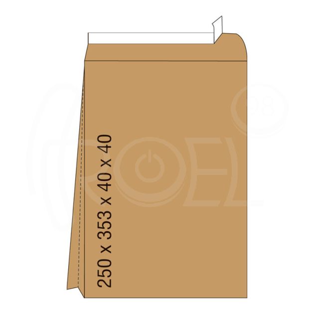 Кафяв плик с дъно, СЗЛ, B4, 250 х 353 х 40 х 40 мм, 100 бр./оп. main product photo