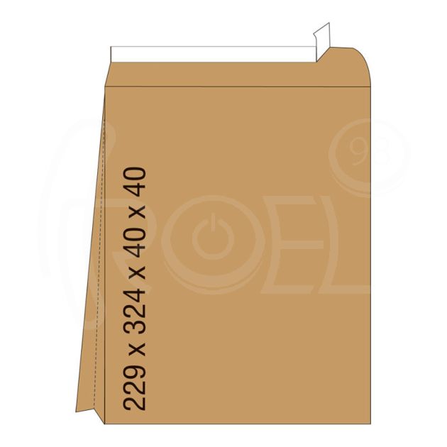 Кафяв плик с дъно, СЗЛ, C4, 229 х 324 х 40 х 40 мм, 100 бр./оп. main product photo