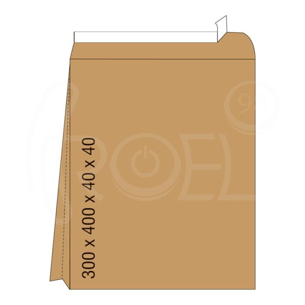 Кафяв плик с дъно, СЗЛ, E4, 300 х 400 х 40 х 40 мм, 100 бр./оп. main product photo