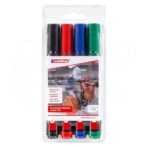 Комплект маркери перманентни Edding E-300, 4 цвята main product photo