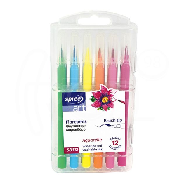 Флумастери четка, Spree, PP кутия, 12 цвята main product photo