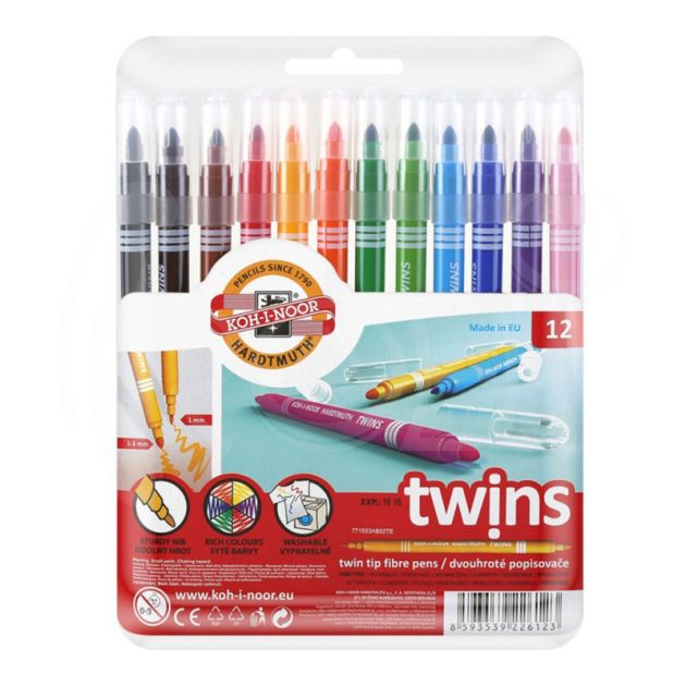 Двувърхи флумастери Koh-i-Noor, 12 цвята main product photo