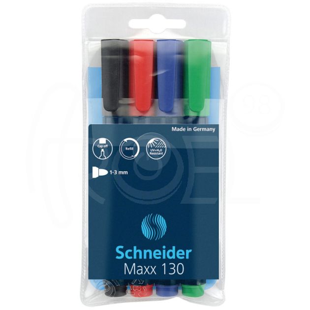Комплект Schneider перманентни маркери 130, объл връх, 4 цв. main product photo