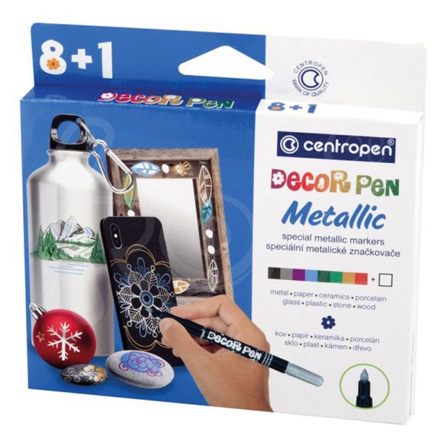 Комплект маркери Centropen Mettalic за декорации 8 цвята + 1 бял main product photo
