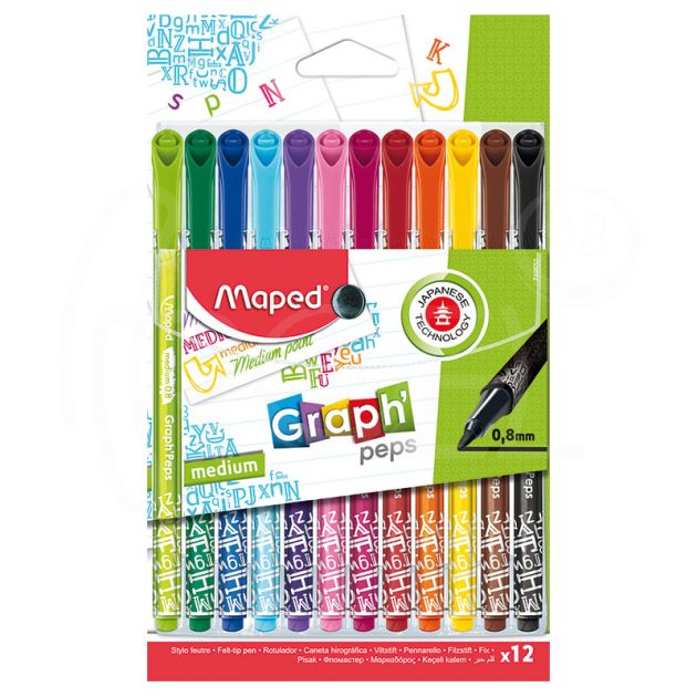 Тънкописци Maped Graph Peps Decorated Medium, комплект 12 цвята main product photo