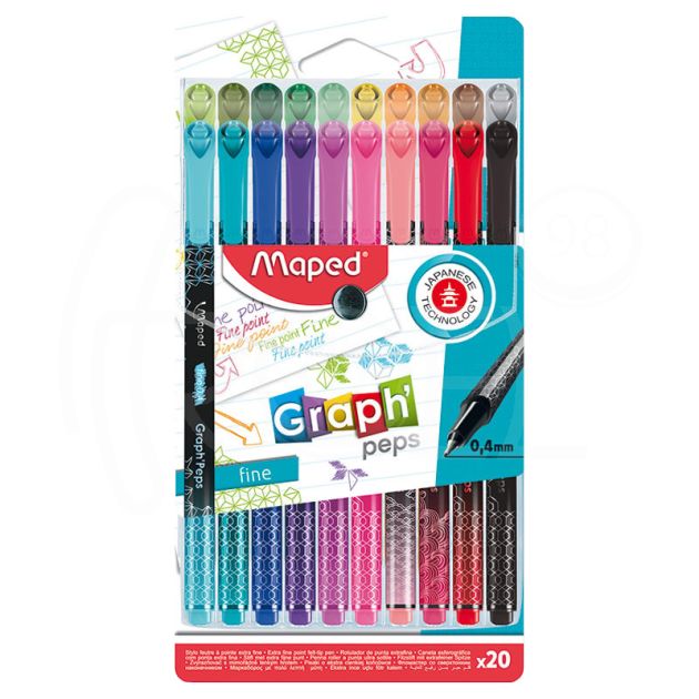 Тънкописец Maped Graph Peps Decorated, 20 цвята, блистер main product photo