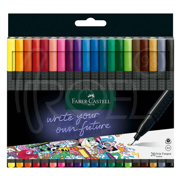 Тънкописец Faber-Castell Grip, връх 0.4 мм, комплект 20 цвята, в блистер main product photo