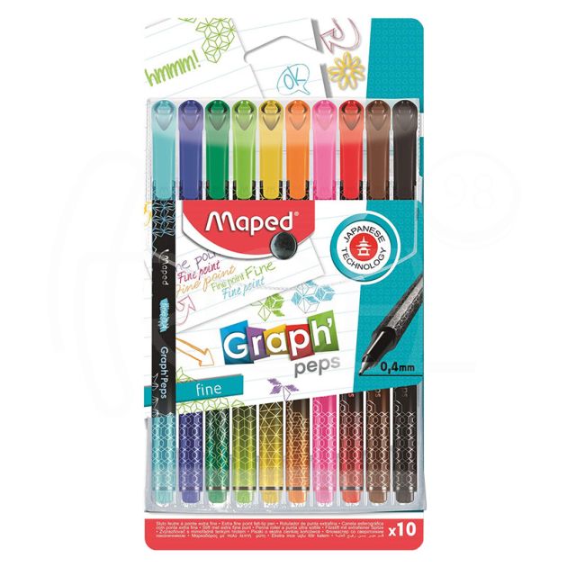 Тънкописец Maped Graph Peps Decorated, 10 цвята, блистер main product photo