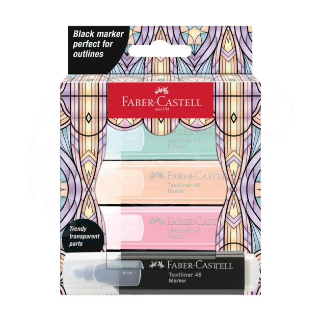 Комплект текст маркери Faber Castell 1546, 3 пастелни и 1 неонов жълт  main product photo