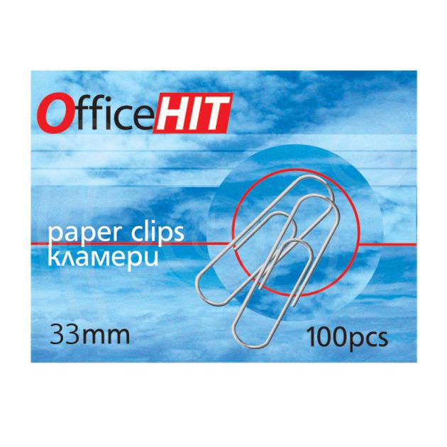 Кламери Office HIT, заоблени, 33 мм., 100 броя main product photo