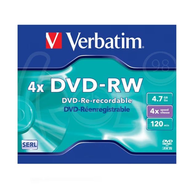 DVD+RW диск VERBATIM, презаписваем 4.7GB, 4x, в кутия main product photo