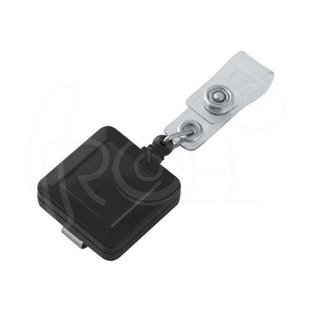 Ролетка за бадж, с копче и метална щипка, квадратна main product photo