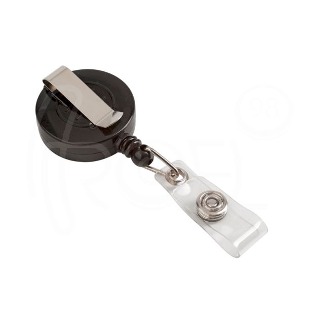 Ролетка за бадж Foska, с копче и метална щипка, кръгла main product photo