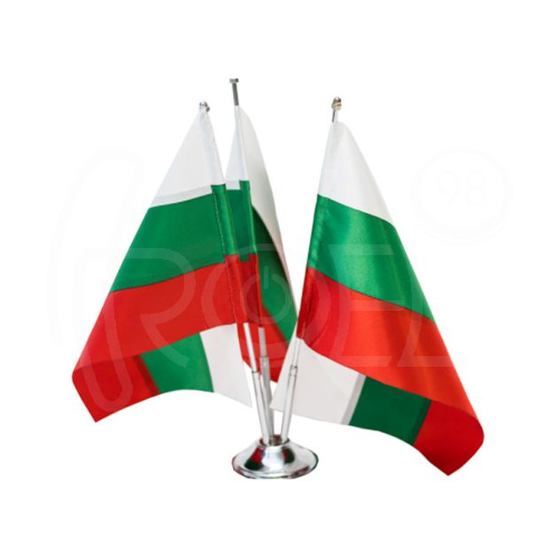 Поставка за знамена - хром-никел – бял метал, за бюро, тройна main product photo