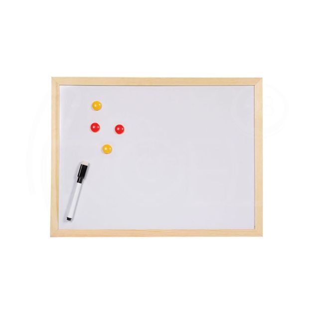 Бяла магнитна дъска с дървена рамка, 40 х 60 см main product photo