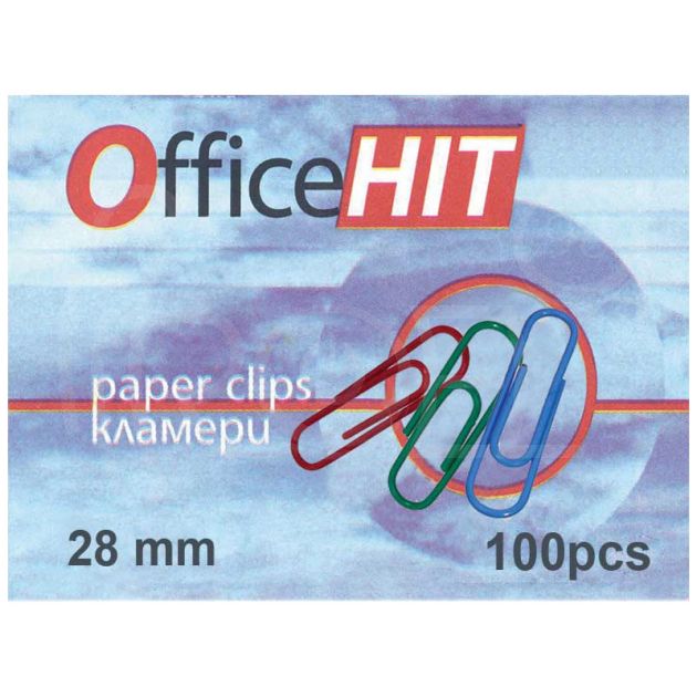 Кламери Office HIT, 28 мм, цветни, 100 броя main product photo