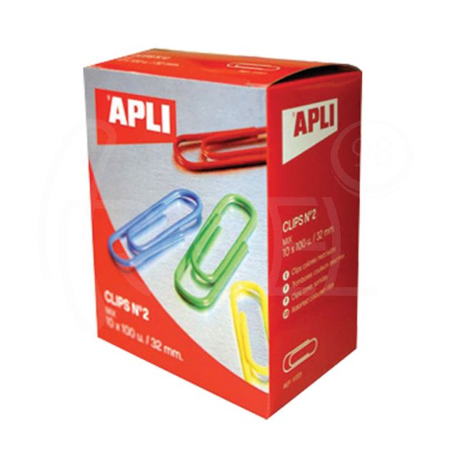 Кламери APLI, заоблени, 32 мм, 100 броя, цветни, асорти main product photo