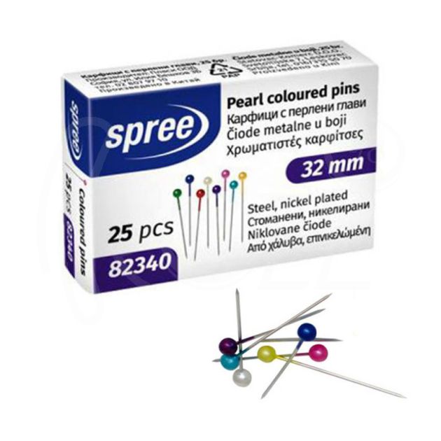 Карфици с цветна пластмасова глава Spree, 32 мм, 25 броя main product photo