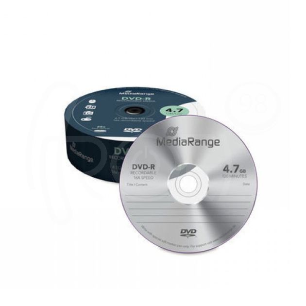 DVD-R диск MediaRange, 4.7GB, 16x, целофан 25 бр. main product photo