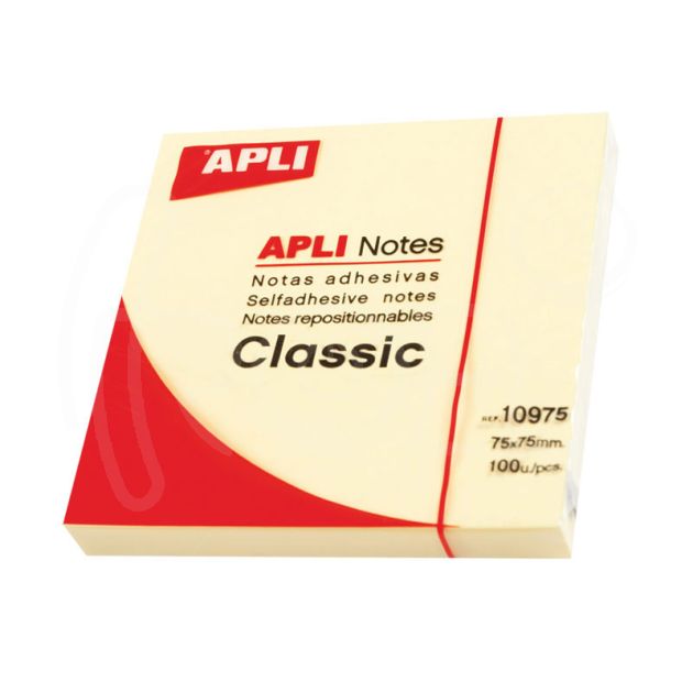 Самозалепващи листчета APLI, 75 x 75 мм, жълти main product photo