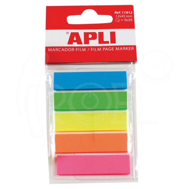 Индекси Apli, неон, 12 x 45 мм, 5 x 25 л., прозрачни main product photo