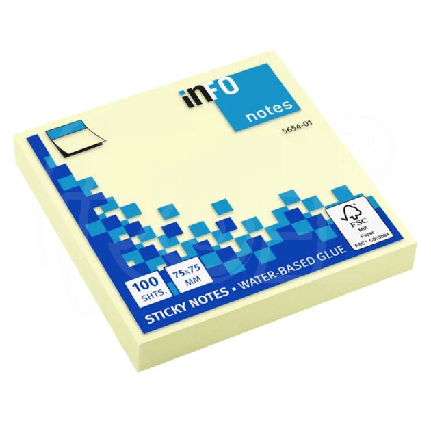 Самозалепващи листчета Info Notes, 75 х 75 мм, жълти main product photo
