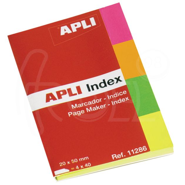 Индекси Apli, неон, 20 x 50 мм, 4 x 40 л. с корица main product photo