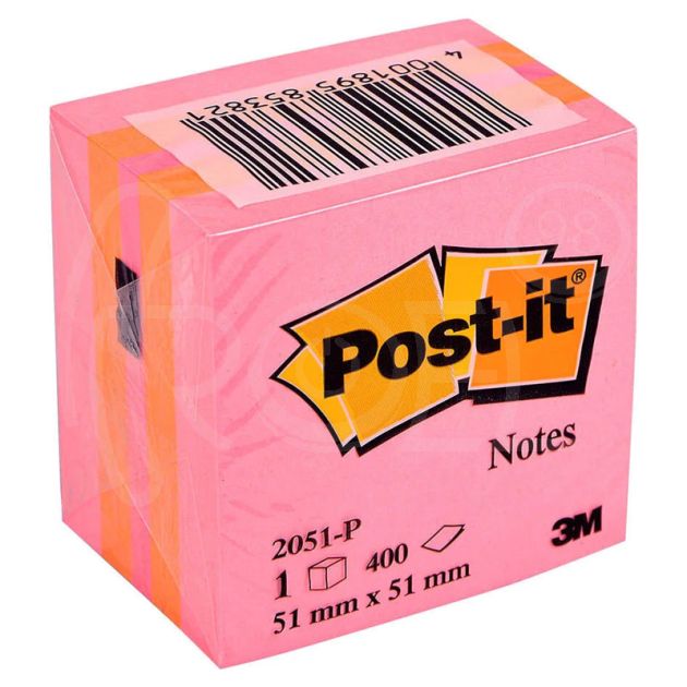 Самозалепващи листчета Post-it 2051-P, розов мини куб, 400л., 51 х 51 мм main product photo