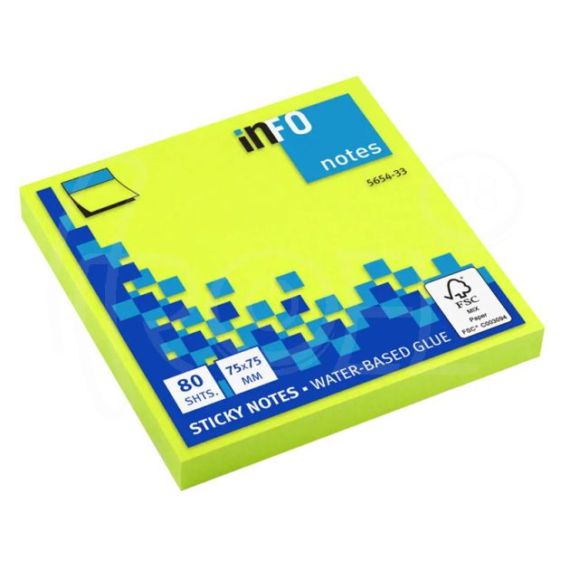 Самозалепващи листчета Info Notes, неон, 75 x 75 мм main product photo