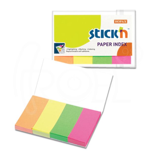 Индекси Stick`N, хартиени, 20 x 50 мм, неон, 4 x 50 л. main product photo