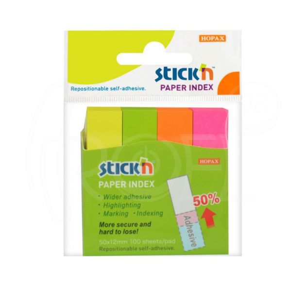 Индекси Stick`N, неон, 50 x 12 мм, 4 x 100 л., цветни main product photo
