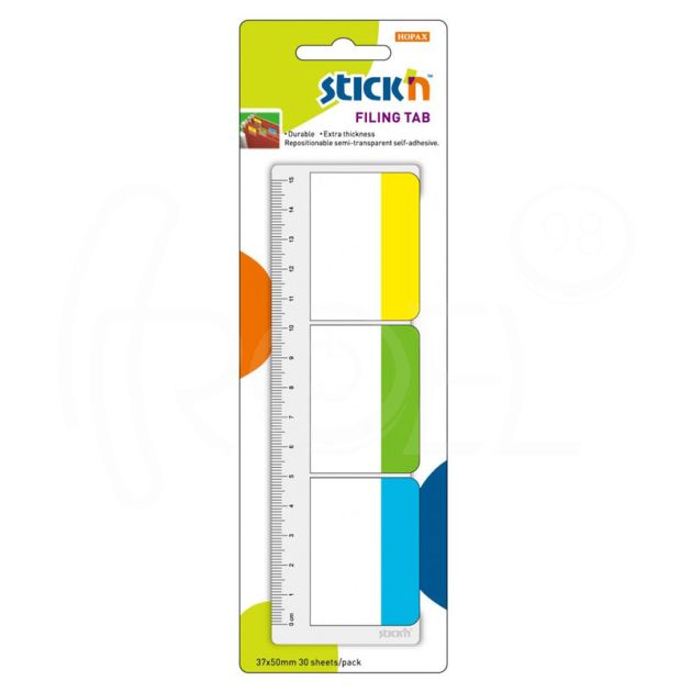 Самозалепващи индекси STICK'N 37 х 50 мм., 3 цв. х 10 л. за папка за картотека main product photo