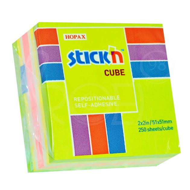 Самозалепващи листчета Stick'n, 51 x 51 мм, неонови, 4 цвята, 250 листа main product photo