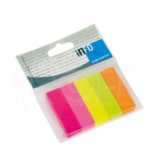 Индекси Info Notes, неон, 15 х 50 мм, 5 цвята х 100 л. main product photo