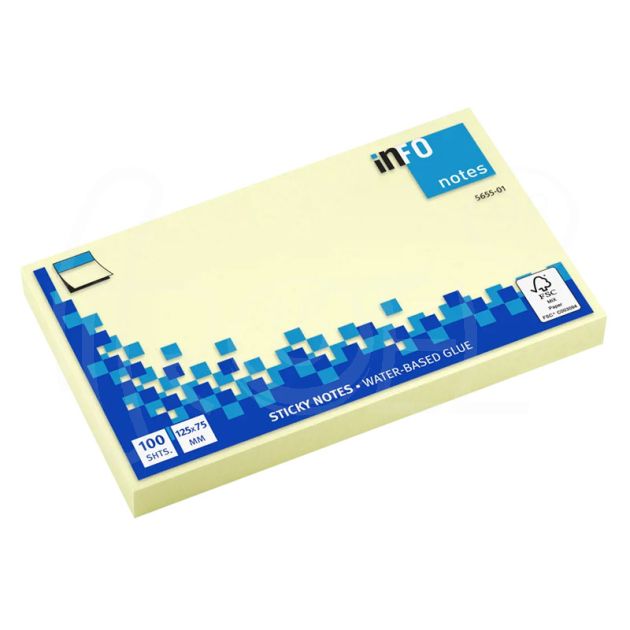 Самозалепващи листчета Info Notes, 75 x 125 мм, жълт пастел main product photo