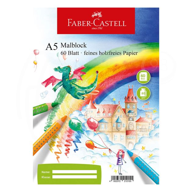 Скицник за рисуване Faber-Castell, офсетова хартия, A5, 80 гр. / м2, 60 листа main product photo