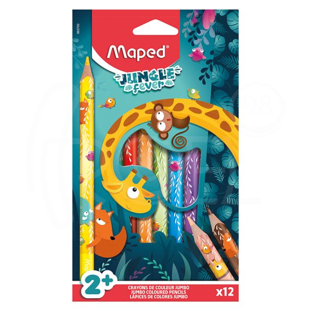 Цветни моливи Maped Jungle Fever Jumbo, 12 цвята main product photo