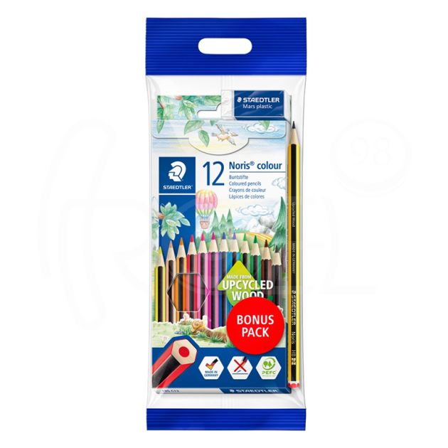 Комплект цветни моливи Staedtler NC 185, 12 цвята + 1 молив Noris + гума main product photo