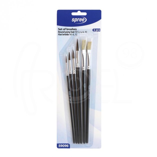 Четки Spree 6 бр., кръгли - 2, 4, 6 и 10, плоски - 8 и 12, блистер main product photo