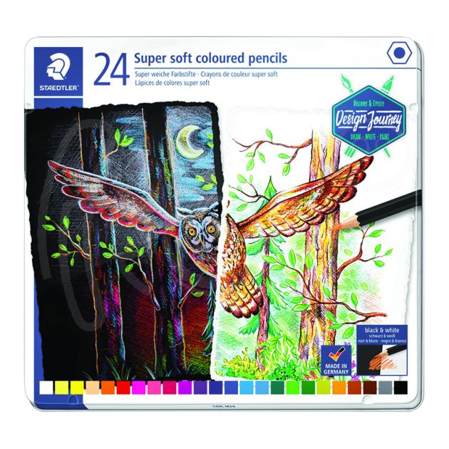Цветни моливи Staedtler Design Journey super soft, 24 цвята, метална кутия main product photo