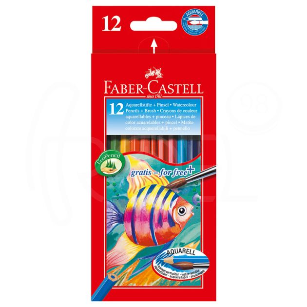Цветни акварелни моливи Faber Castell, 12 цвята + четка main product photo