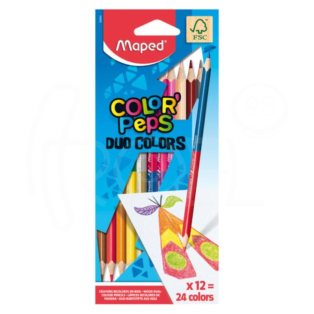 Цветни моливи Maped Color Peps, 12 броя, 24 цвята - двувърхи main product photo